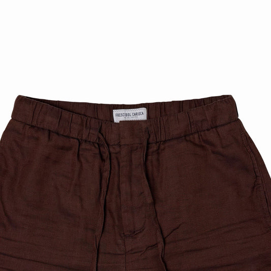 Frescobol Carioca Linen Shorts Men’s 30w Brown Made In Portugal