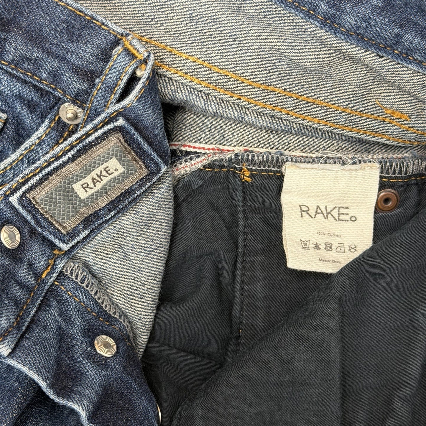 Rake Selvedge Denim Jeans Men’s 36w 30l Blue Distressed
