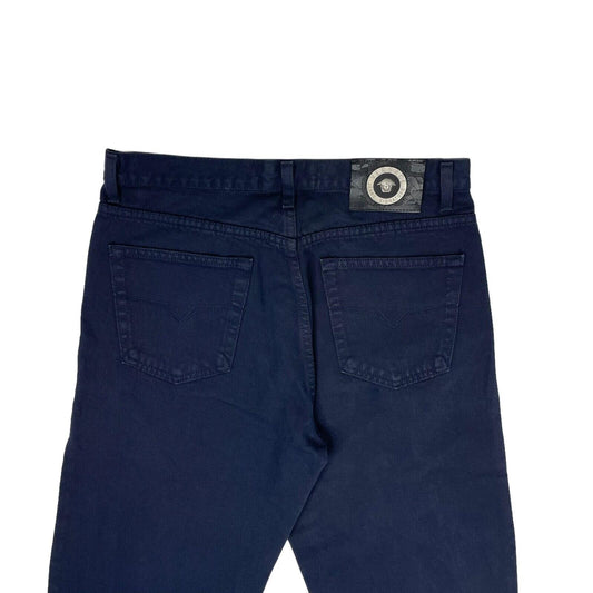 Vintage Versace Jeans Signature Trousers Navy Blue Mens 32w 34l Made In Italy