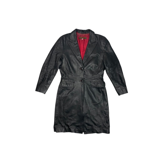 Vintage Katharine Hamnett Leather Coat Women's Medium Black Made In UK Trench