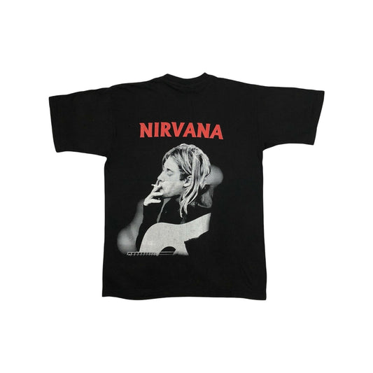 Vintage Nirvana Kurt Cobain T-Shirt Men's Large Black Turbogadget 90’s Grunge