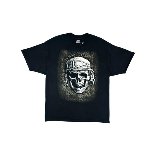 Vintage Pirates Of The Caribbean T-Shirt Men’s XL Black Graphic Print Disneyland