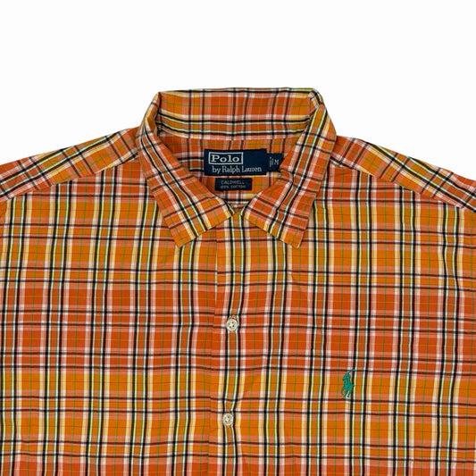 Vintage Polo Ralph Lauren Check Shirt Men’s Medium Caldwell Orange And Yellow