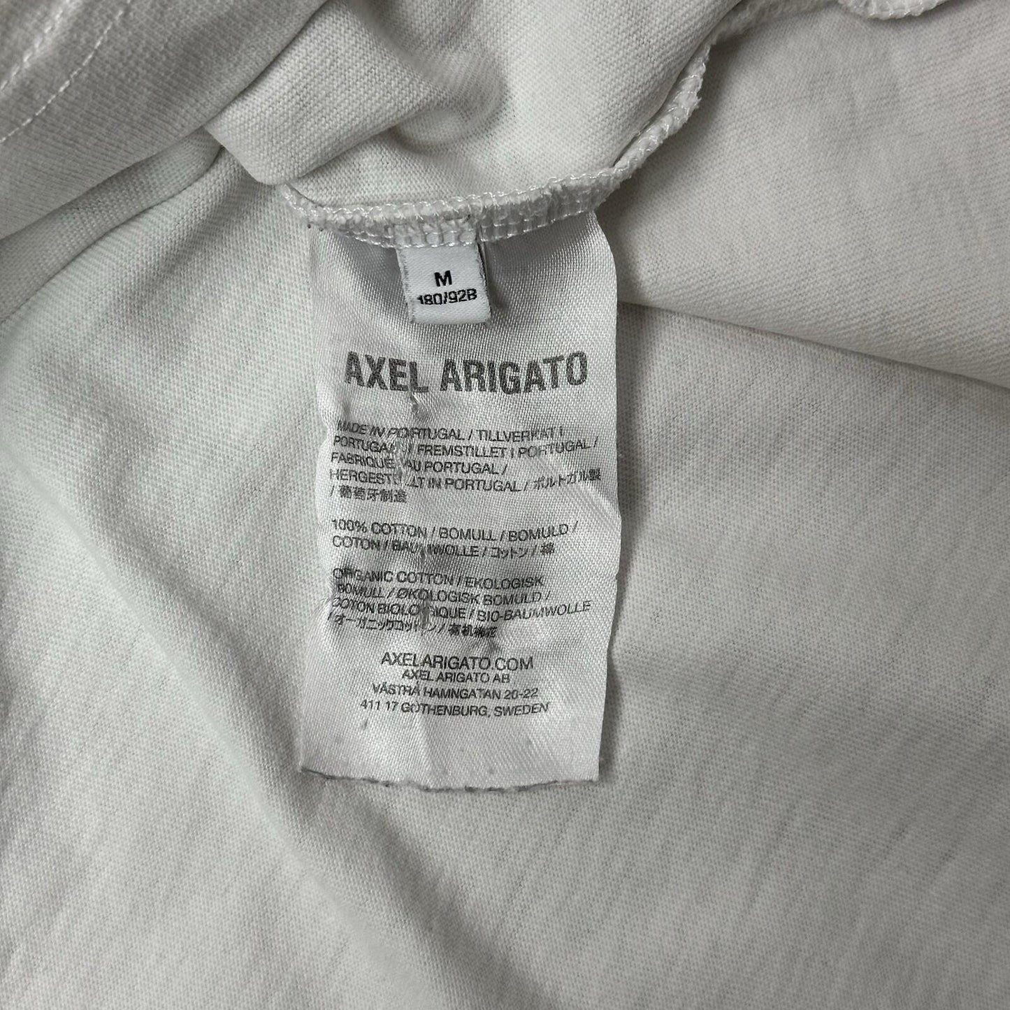 SS20 Axel Arigato T-Shirt Men’s Medium White Embroidered Logo Made In Portugal