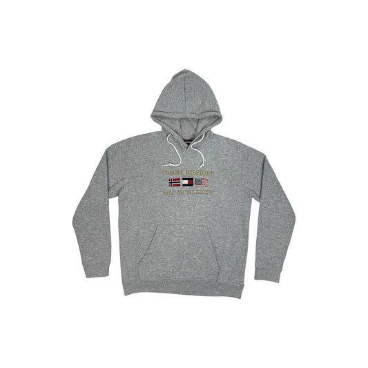 Tommy Hilfiger Flag Hoodie Men’s Large Grey Embroidered Logo