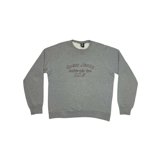 Vintage Guess Jeans Sweatshirt Men's XXL Grey Embroidered Logo Crew Neck Jumper