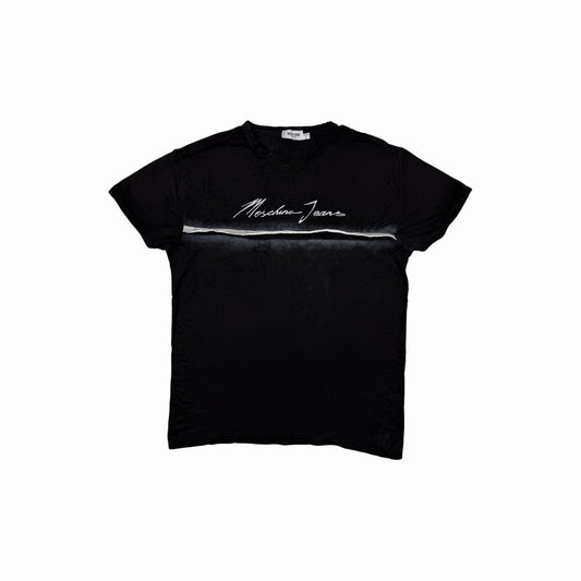 Vintage Moschino Script Logo T-Shirt Men’s Large Black Made In Italy Slim Fit