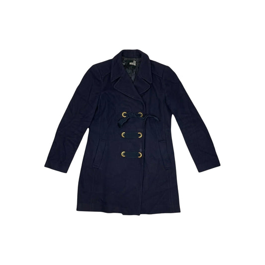 Love Moschino Wool Coat Women's UK12 Navy Blue Bow Detail Lined Cashmere