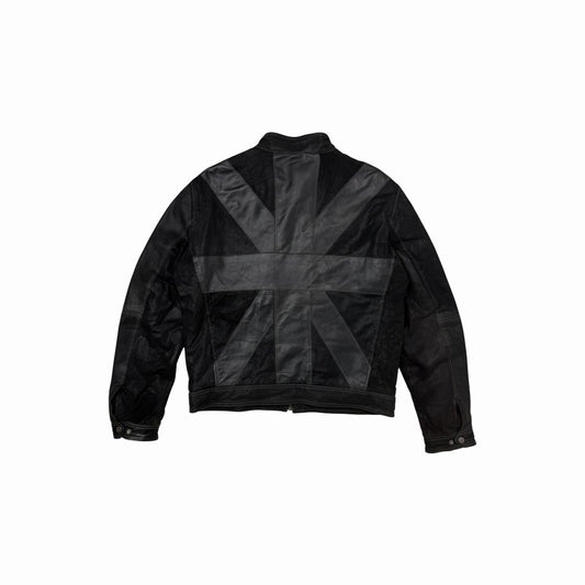 Vintage Vera Pelle Union Jack Moto Leather Jacket Men’s Large Black
