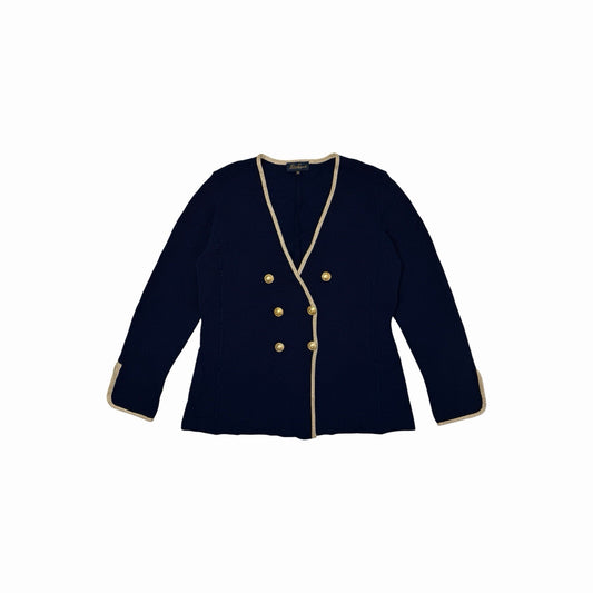 Vintage Luisa Spagnoli Jacket Women’s Medium Navy Blue And Gold Made In Italy