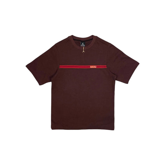 Vintage Jordan T-Shirt Men's Small Burgundy Jumpman Zip Neck Embroidered 00's