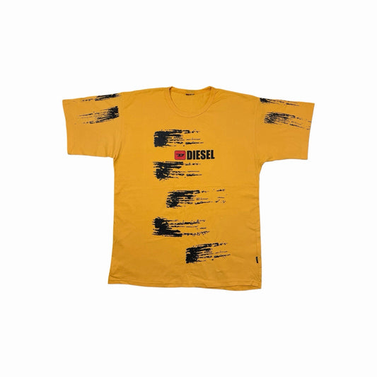 Vintage Diesel Graphic Print T-Shirt Men’s XL Yellow Tyre Marks Design