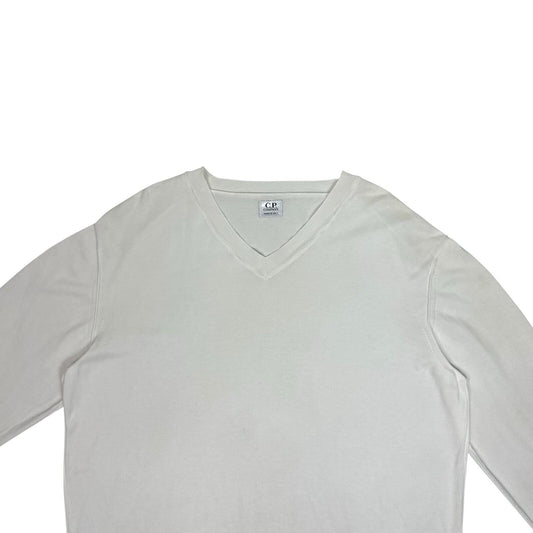 Vintage CP Company V-Neck Jumper Men’s Large Cream Made In Italy