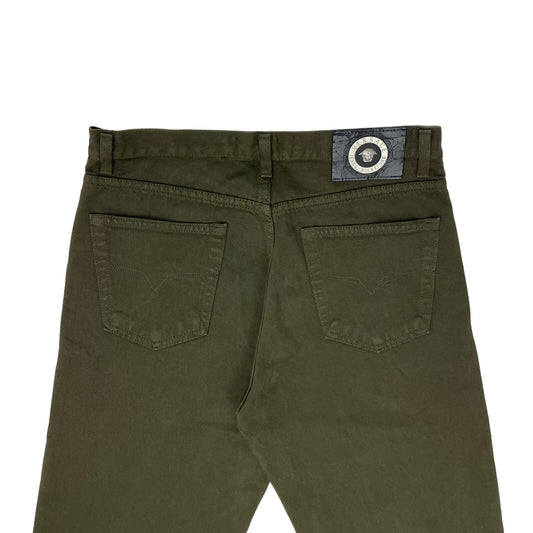 Vintage Versace Jeans Signature Trousers Khaki Green Mens 32w 34l Made In Italy