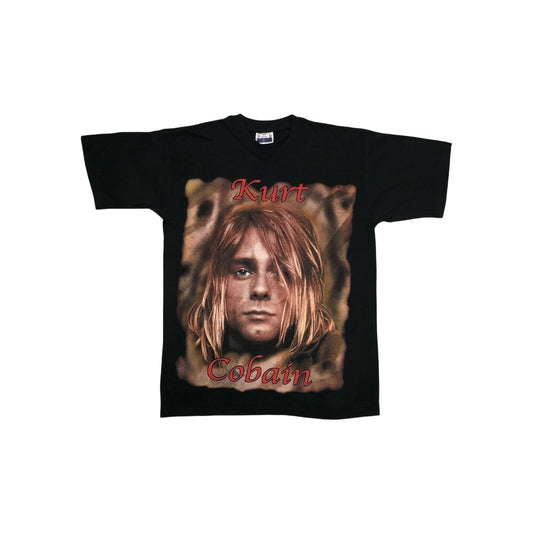 Vintage Nirvana Kurt Cobain T-Shirt Men's Large Black Turbogadget 90’s Grunge