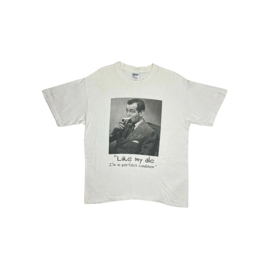 Vintage Beer T-Shirt Men's Large White Gildan Ale Spoof Graphic Print y2k 00's