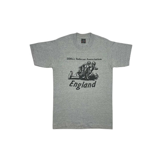 Vintage 1980's Motorsports T-Shirt Men's Medium Grey Screen Stars Single Stitch