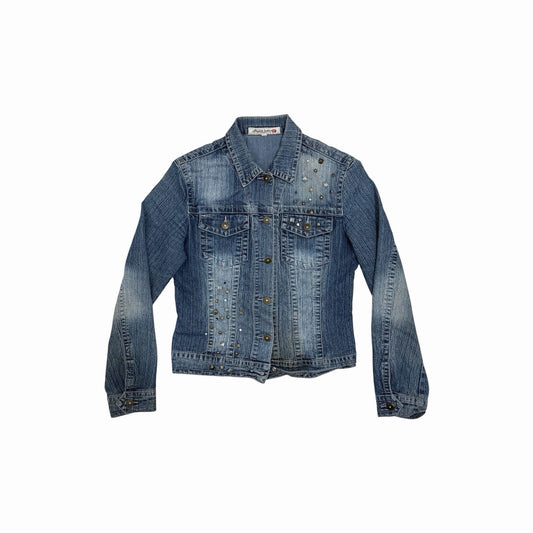 Vintage Yulita Jeans Jacket Women’s Medium Blue Denim Embellished y2k