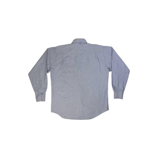 Vintage Balmain Shirt Blue Check Men’s Large Embroidered Logo 16”