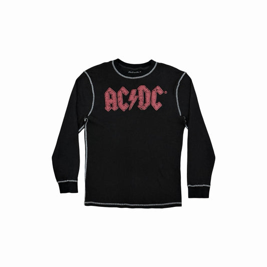Vintage AC/DC Waffle Top Men’s Large Long Sleeve Graphic Print 00’s y2k Retro