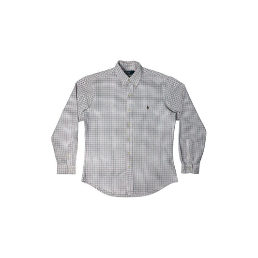 Vintage Polo Ralph Lauren Shirt White, Pink And Navy Check Men’s Medium