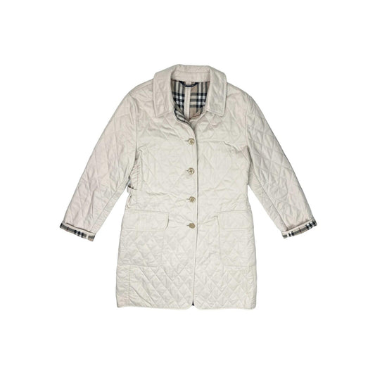 Vintage Burberry Diamond Quilt White Coat Women’s Medium Made In England
