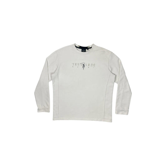 Vintage Trussardi Jumper Men’s Modern Large White Made In Italy Embroidered