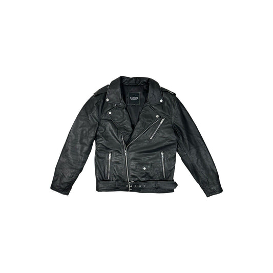 Barneys Originals Leather Biker Jacket Black Mens Medium