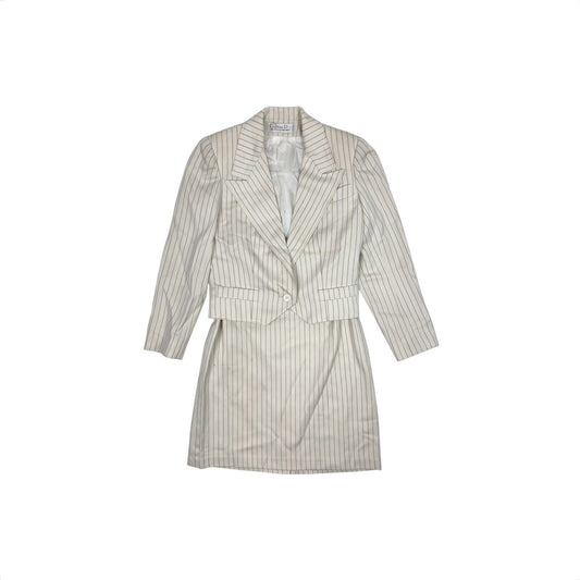 Vintage Christian Dior Suit Set Women’s Small Pin Stripe Cream Made In France