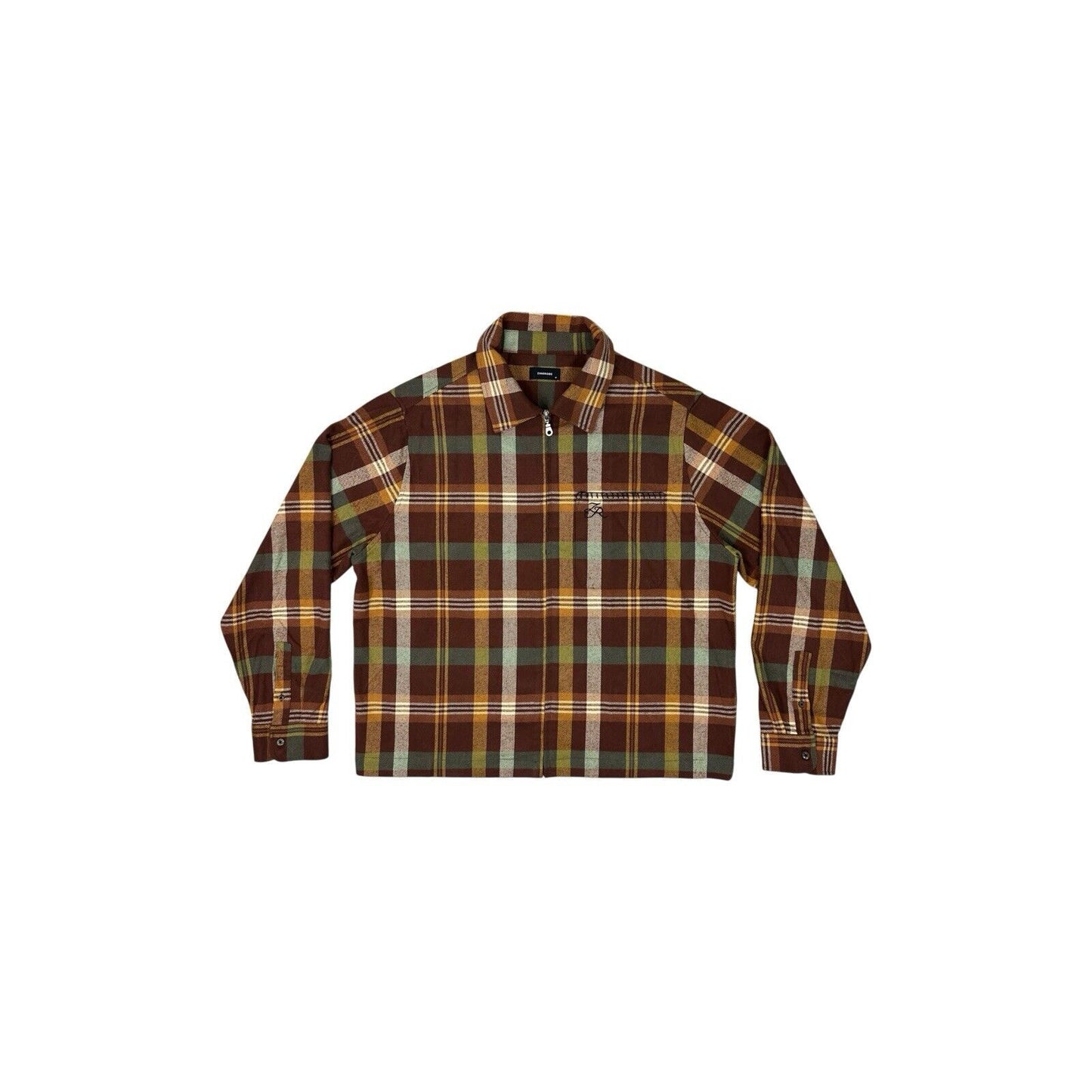 Zanerobe Plaid Overshirt Mens Medium Brown, Yellow And Green