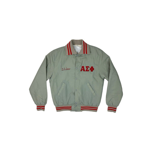 Vintage 70’s Alpha Sigma Phi Jacket Mens Medium Grey Made In USA