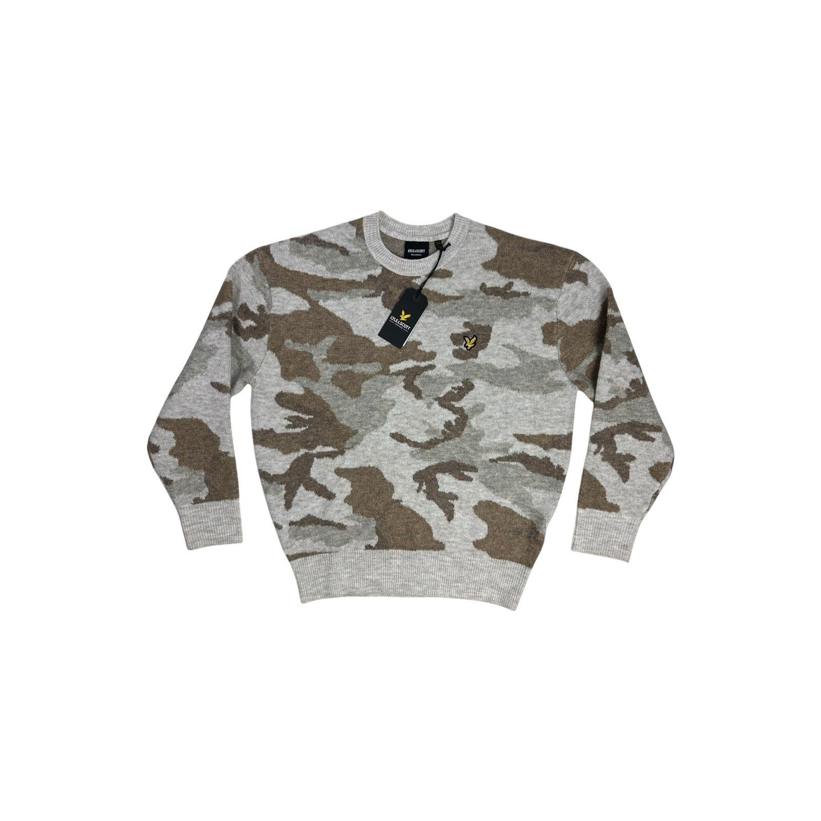 NWT Lyle & Scott Camo Jumper Men's Medium Cream And Brown – Time
