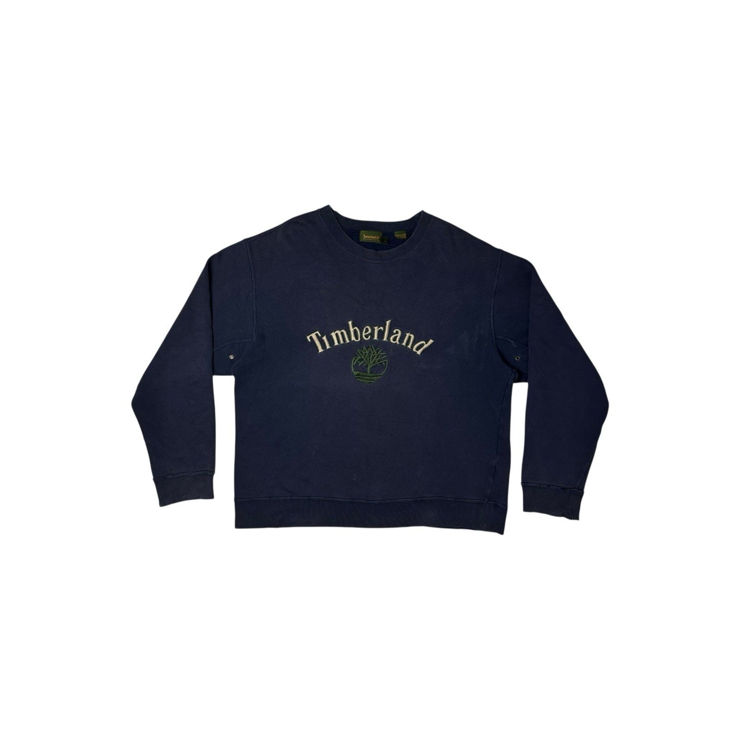 Vintage Timberland Crew Neck Jumper Men’s Large Navy Blue Embroidered Logo