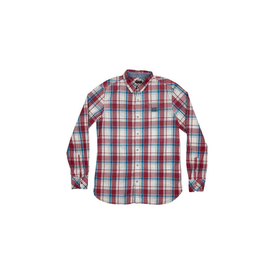 Napapijri Check Shirt Mens Medium Red White Blue Long Sleeve Slim Fit
