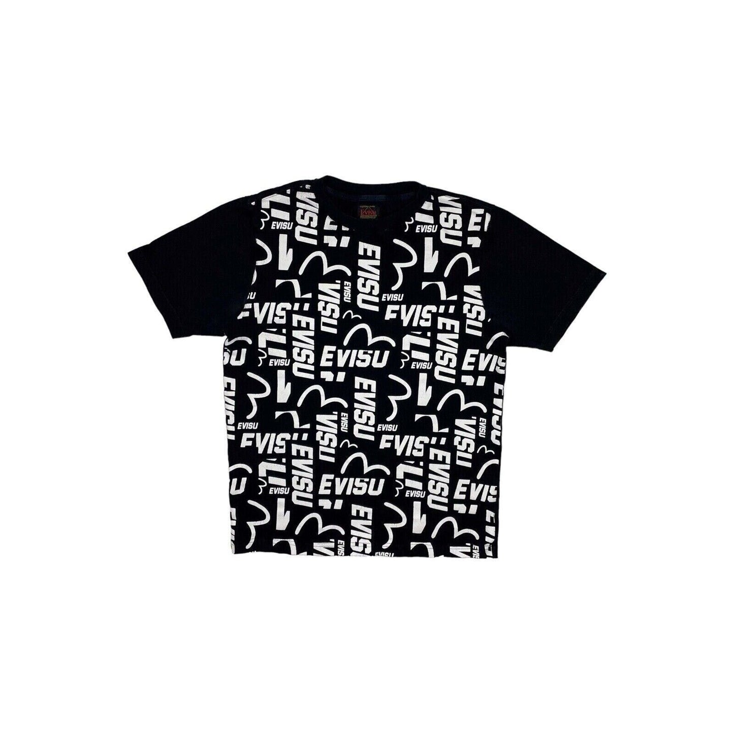 Vintage 00’s Evisu T-Shirt Mens Medium Black All Over Graphic Print