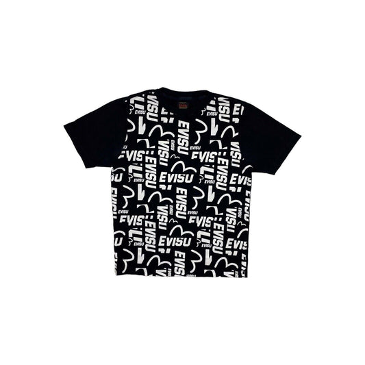Vintage 00’s Evisu T-Shirt Mens Medium Black All Over Graphic Print