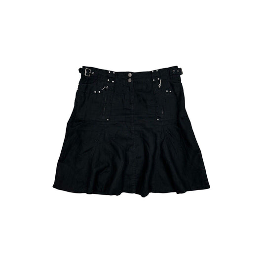 00’s John Richmond Linen Skirt Black UK14 34w