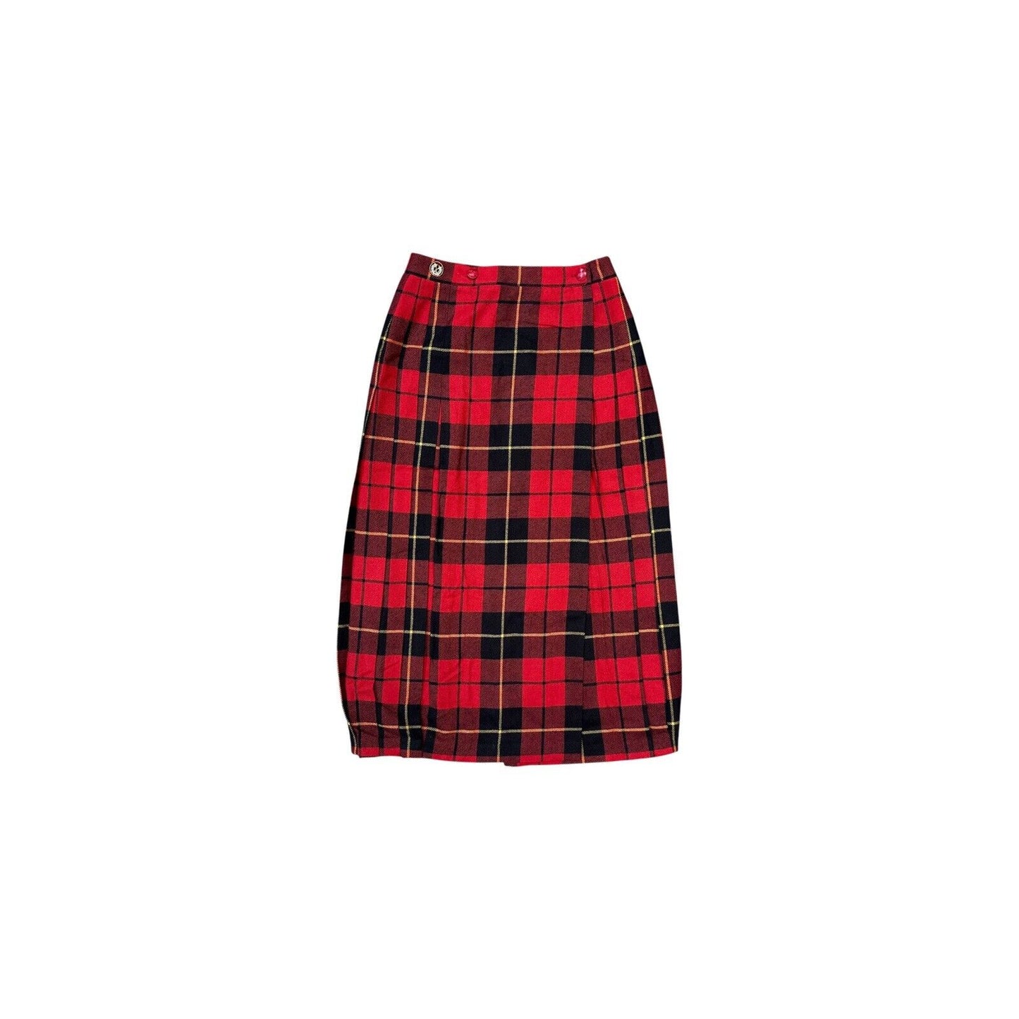 Vintage Valentino Sport Pleat Skirt 26w Red Black Tartan Made In Italy NWT 80’s