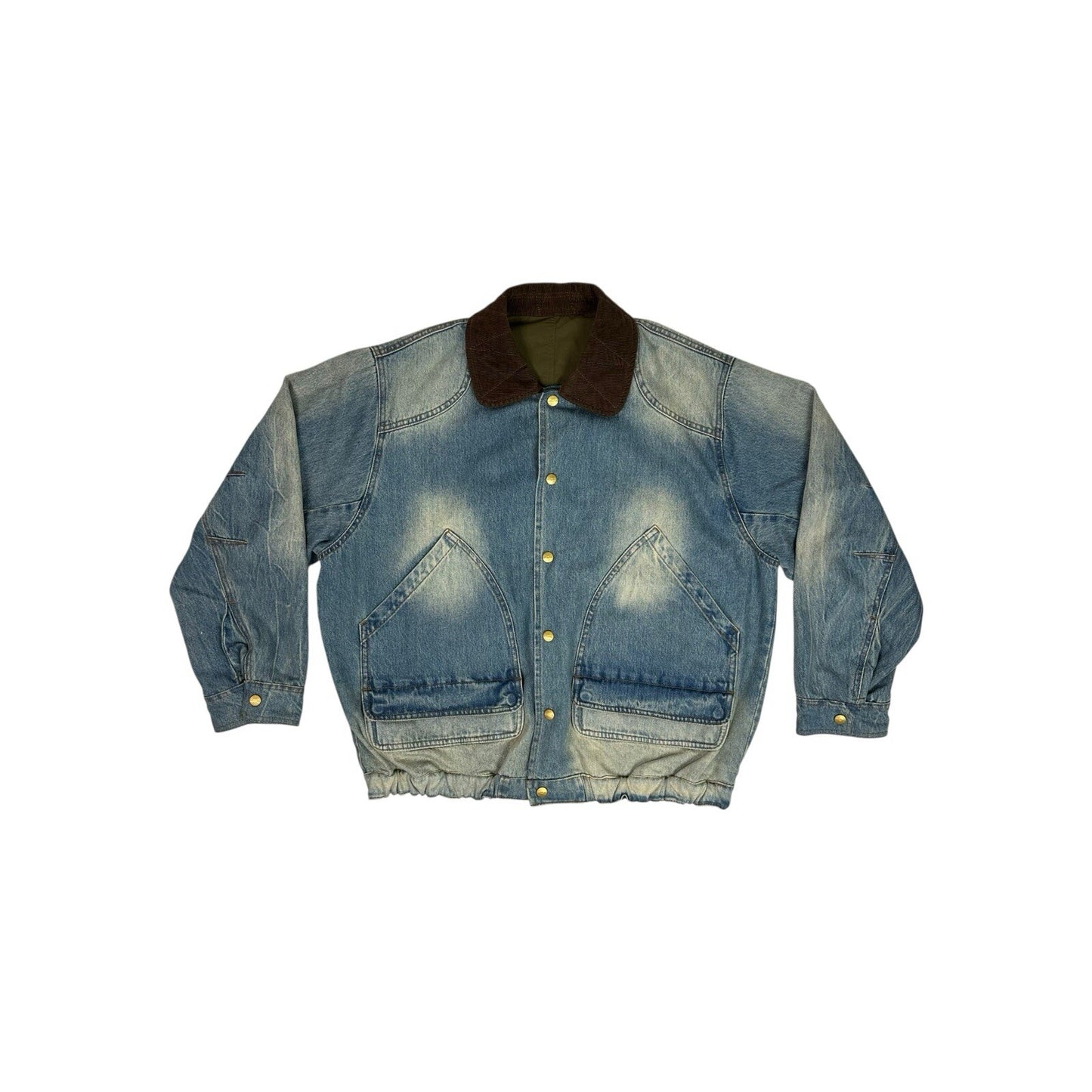 UOOYAA Reversible Oversized Jacket Medium Denim And Khaki Green