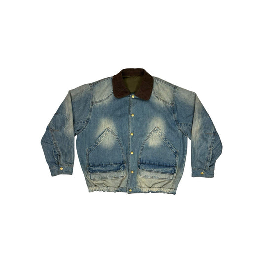 UOOYAA Reversible Oversized Jacket Medium Denim And Khaki Green