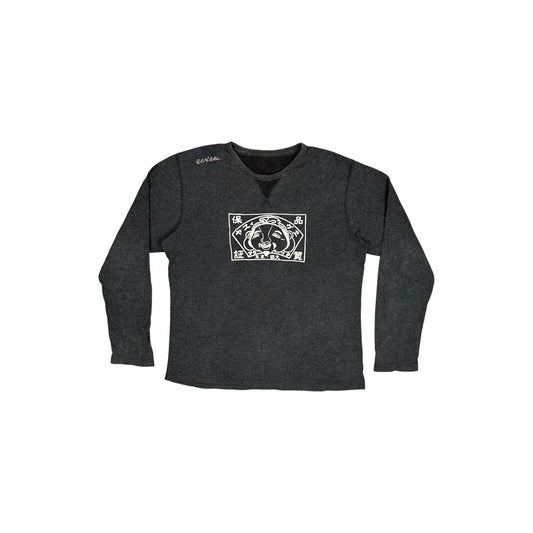 00’s Evisu Godhead Lightweight Jumper Grey Mens XXL Graphic Logo Design