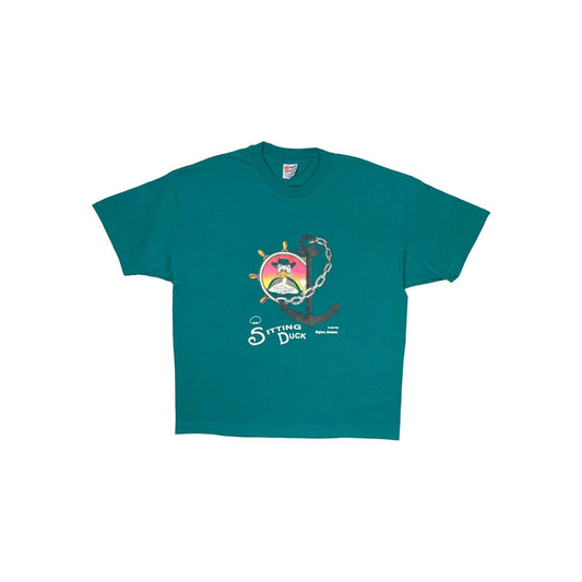 Vintage Hanes T-Shirt The Sitting Duck 90s Montana Top Blue Mens XXL Made In USA