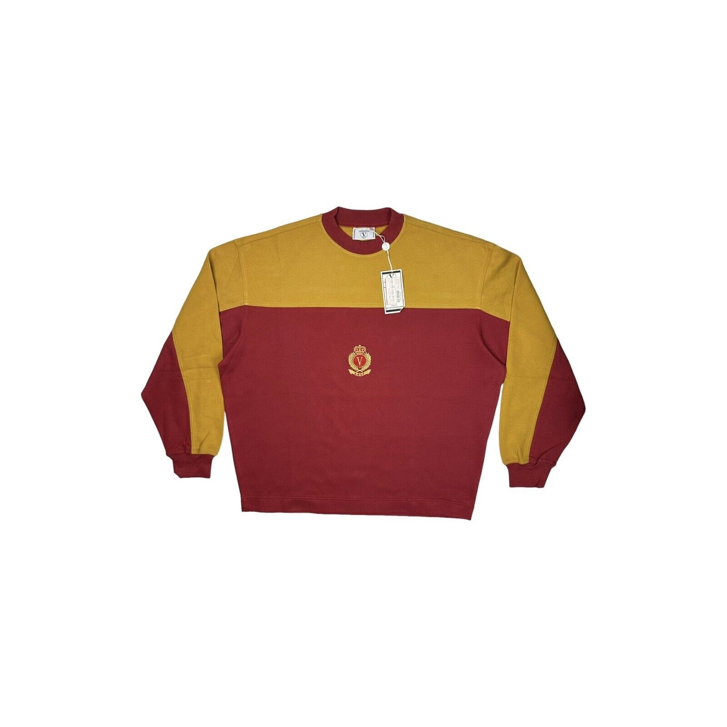 Vintage Valentino Sport Jumper Mustard And Red Men’s Large Made In Italy NWT 80’s