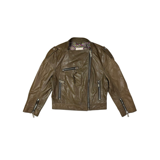 AW09 Matthew Williamson x H&M Leather Biker Jacket Brown Women’s Small