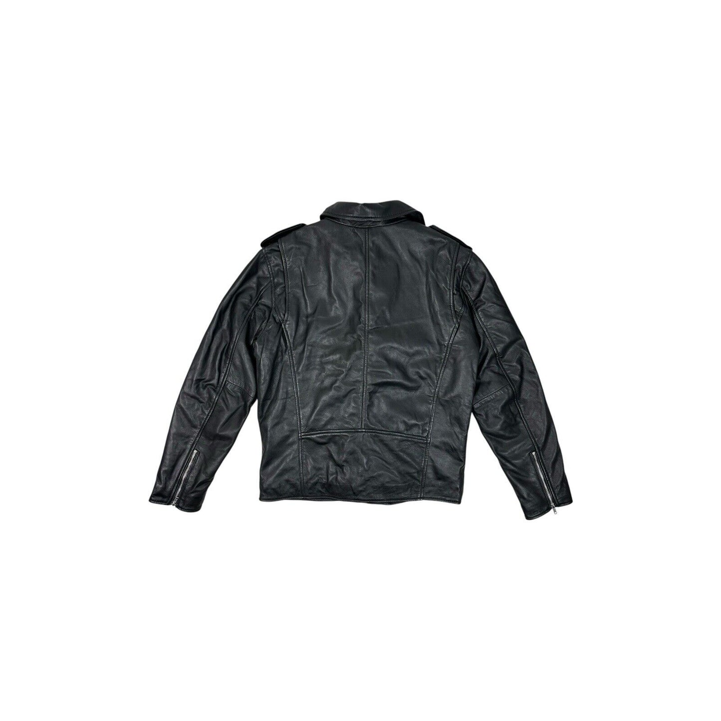Barneys Originals Leather Biker Jacket Black Mens Medium