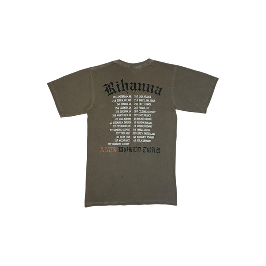 2016 Rihanna Anti EU Tour T-Shirt Adult Small Khaki Green Graphic Print