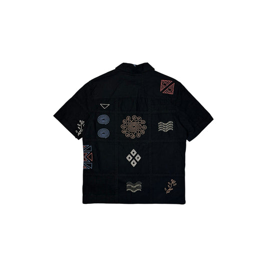 Wax London Didcot Shirt Navy Blue Embroidered Design Men’s Medium