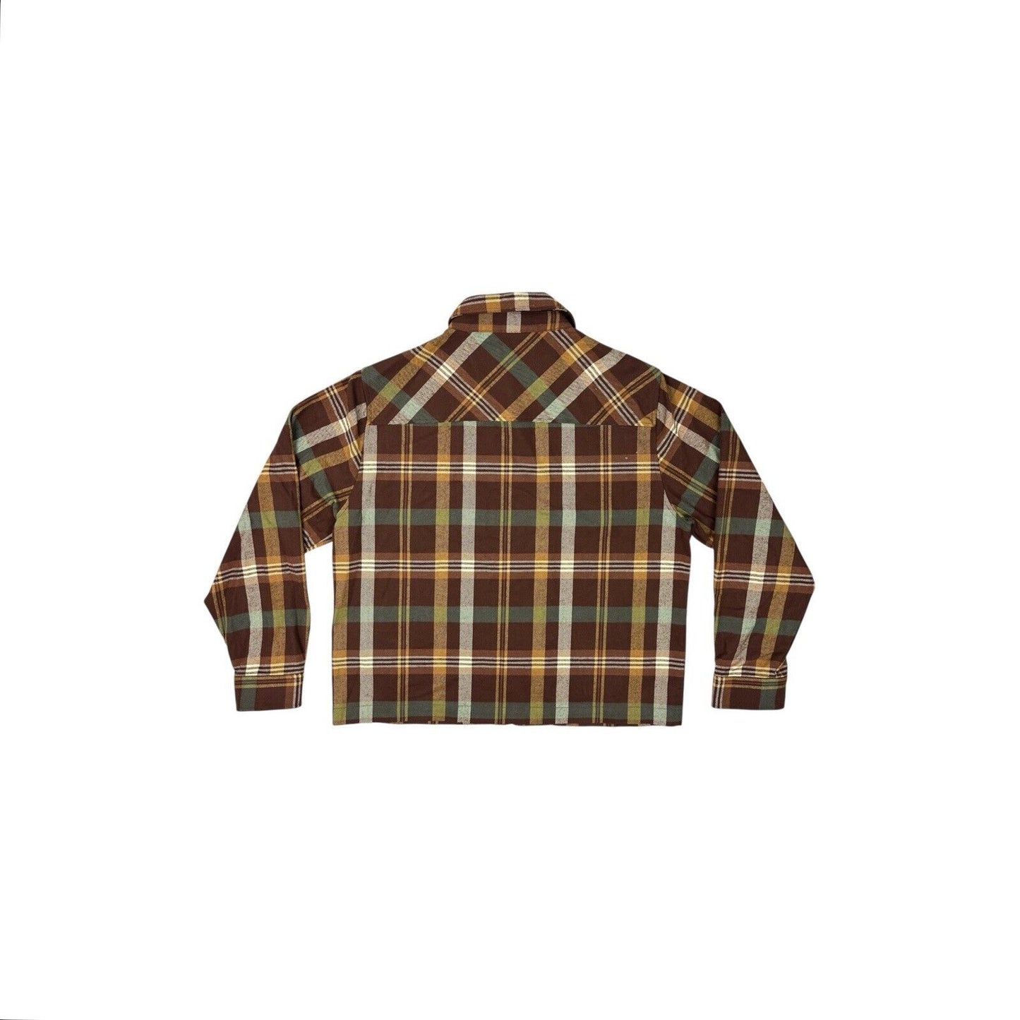 Zanerobe Plaid Overshirt Mens Medium Brown, Yellow And Green