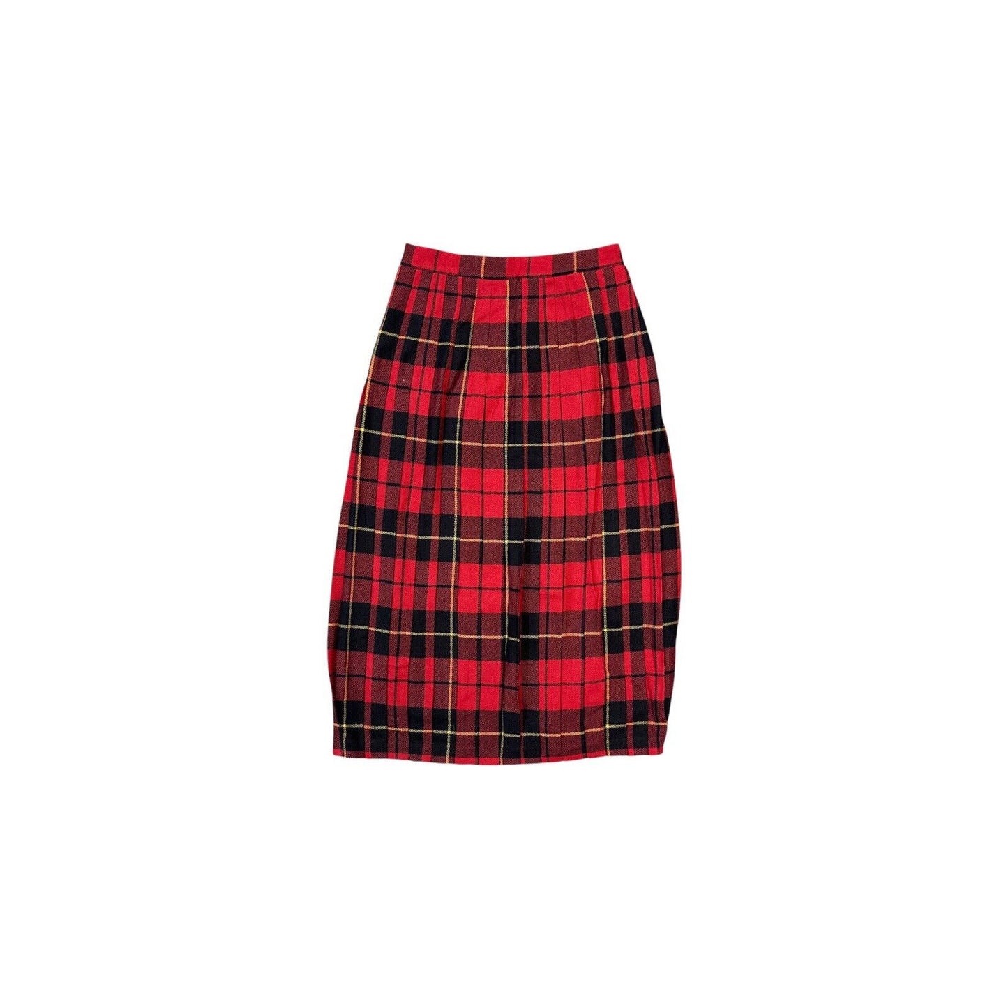 Vintage Valentino Sport Pleat Skirt 26w Red Black Tartan Made In Italy NWT 80’s