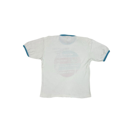 Vintage Latin America T-Shirt Mens Small White And Blue Ringer 80’s